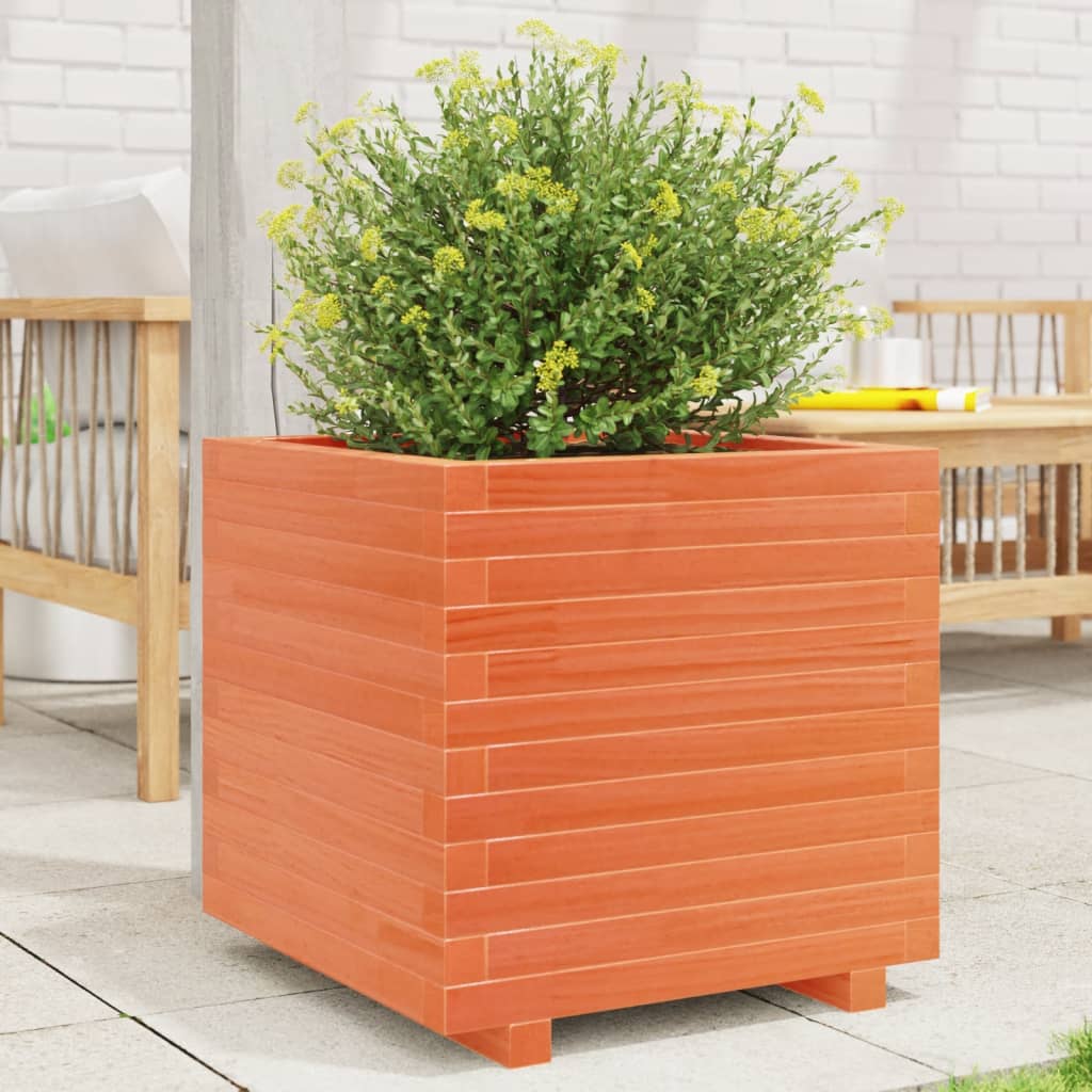 vidaXL Garden Planter Wax Brown 50x50x49.5 cm Solid Wood Pine