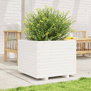 vidaXL Garden Planter White 60x60x49.5 cm Solid Wood Pine