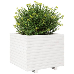 vidaXL Garden Planter White 60x60x49.5 cm Solid Wood Pine