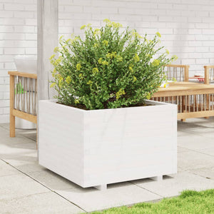 vidaXL Garden Planter White 70x70x49.5 cm Solid Wood Pine