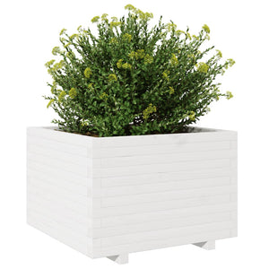 vidaXL Garden Planter White 70x70x49.5 cm Solid Wood Pine