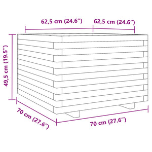 vidaXL Garden Planter White 70x70x49.5 cm Solid Wood Pine