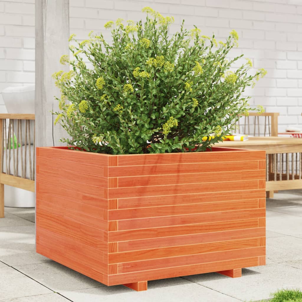 vidaXL Garden Planter Wax Brown 70x70x49.5 cm Solid Wood Pine