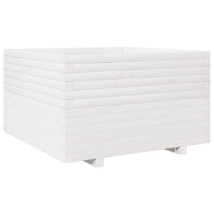 vidaXL Garden Planter White 80x80x49.5 cm Solid Wood Pine