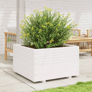 vidaXL Garden Planter White 80x80x49.5 cm Solid Wood Pine