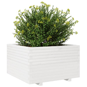 vidaXL Garden Planter White 80x80x49.5 cm Solid Wood Pine