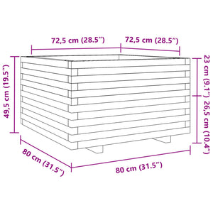 vidaXL Garden Planter White 80x80x49.5 cm Solid Wood Pine