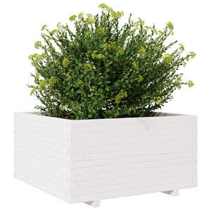 vidaXL Garden Planter White 90x90x49.5 cm Solid Wood Pine