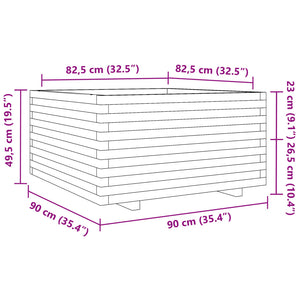 vidaXL Garden Planter White 90x90x49.5 cm Solid Wood Pine