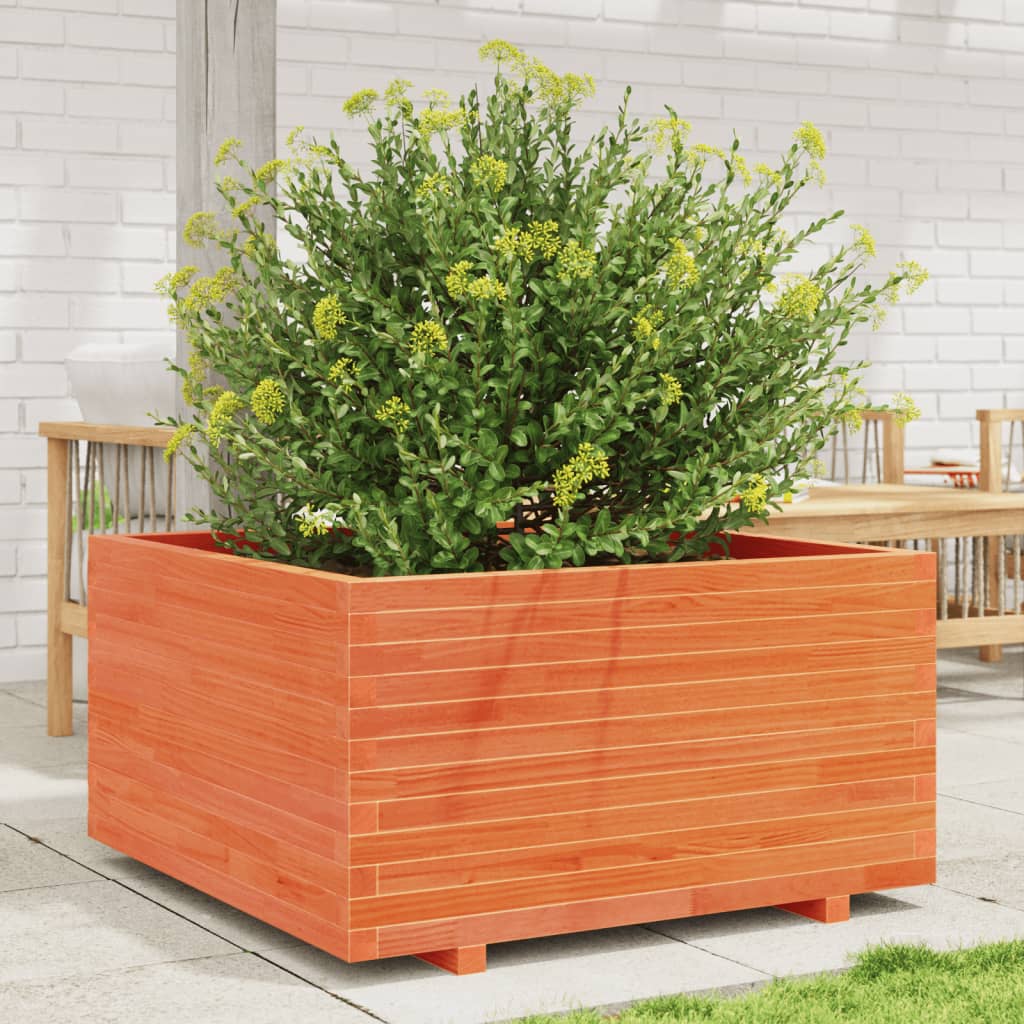 vidaXL Garden Planter Wax Brown 90x90x49.5 cm Solid Wood Pine