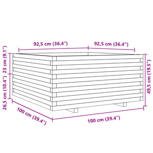 vidaXL Garden Planter 100x100x49.5 cm Solid Wood Pine