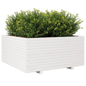 vidaXL Garden Planter White 100x100x49.5 cm Solid Wood Pine