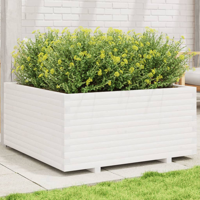 vidaXL Garden Planter White 100x100x49.5 cm Solid Wood Pine