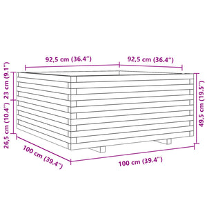 vidaXL Garden Planter Wax Brown 100x100x49.5 cm Solid Wood Pine