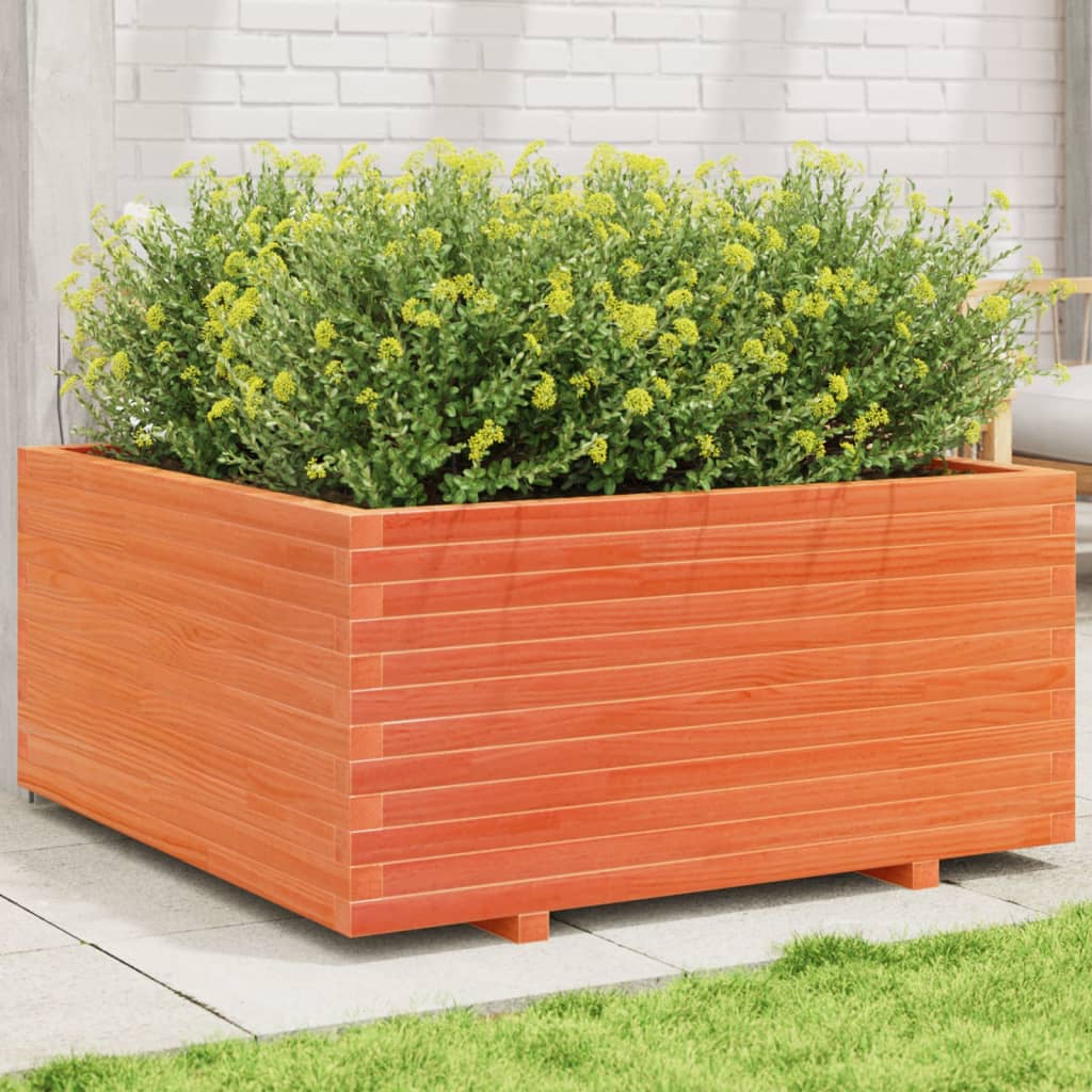 vidaXL Garden Planter Wax Brown 100x100x49.5 cm Solid Wood Pine