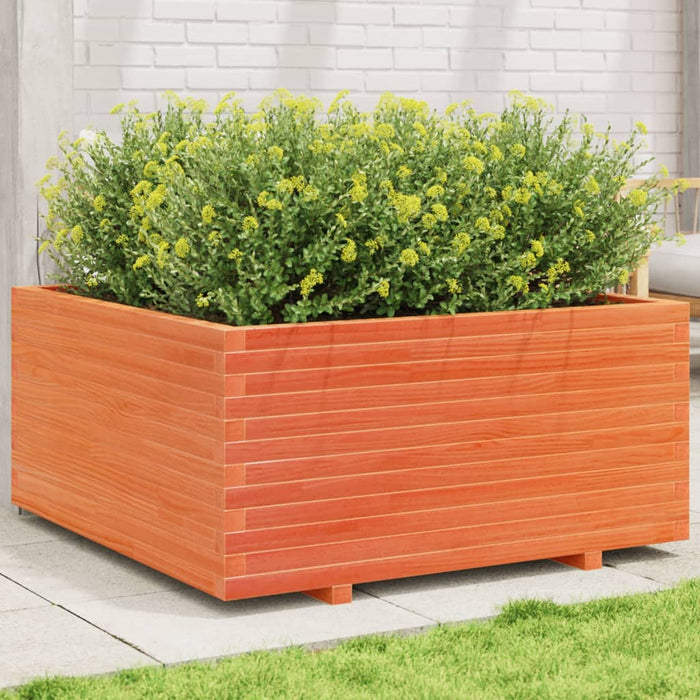 vidaXL Garden Planter Wax Brown 100x100x49.5 cm Solid Wood Pine