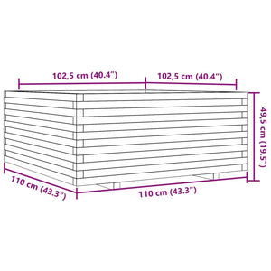 vidaXL Garden Planter 110x110x49.5 cm Solid Wood Pine