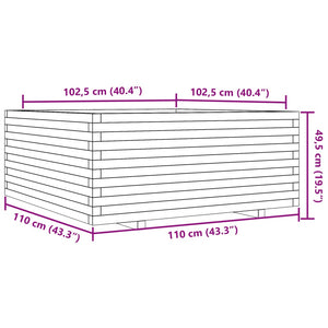 vidaXL Garden Planter 110x110x49.5 cm Solid Wood Douglas