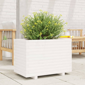 vidaXL Garden Planter White 70x40x49.5 cm Solid Wood Pine