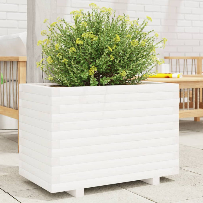 vidaXL Garden Planter White 70x40x49.5 cm Solid Wood Pine