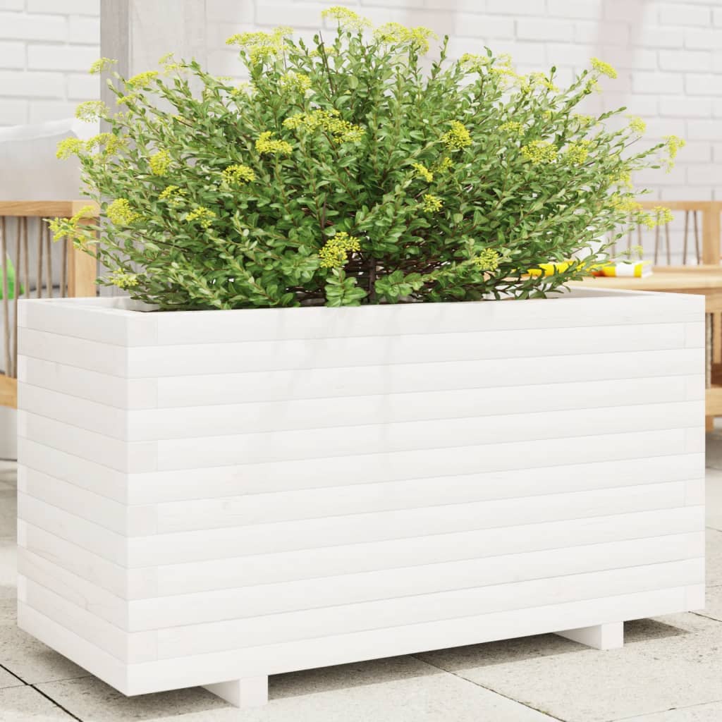 vidaXL Garden Planter White 90x40x49.5 cm Solid Wood Pine