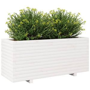 vidaXL Garden Planter White 110x40x49.5 cm Solid Wood Pine