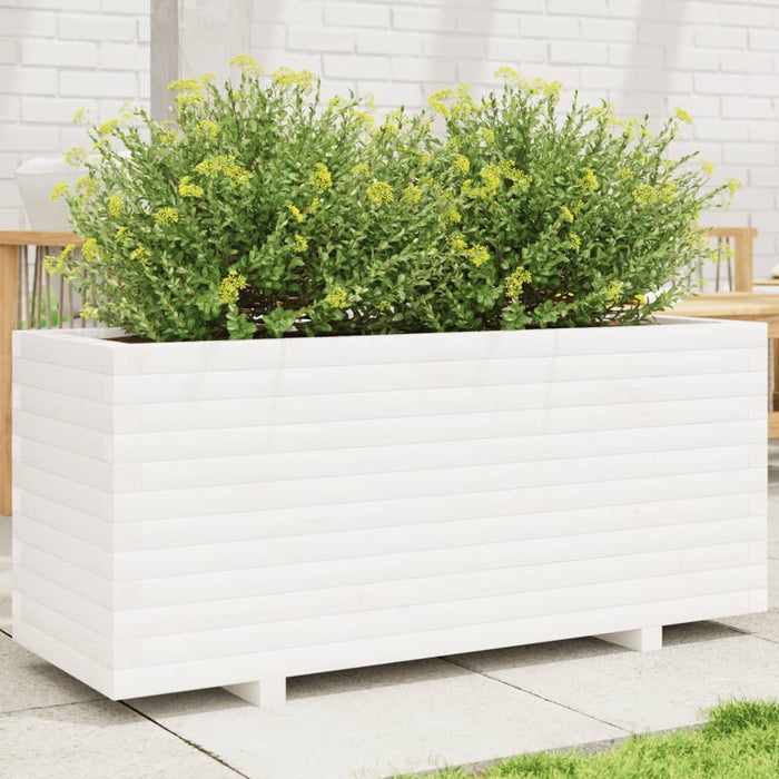 vidaXL Garden Planter White 110x40x49.5 cm Solid Wood Pine