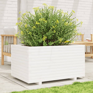 vidaXL Garden Planter White 90x60x49.5 cm Solid Wood Pine