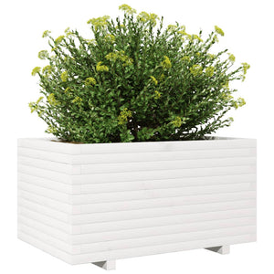 vidaXL Garden Planter White 90x60x49.5 cm Solid Wood Pine