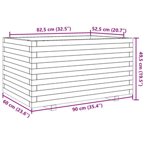 vidaXL Garden Planter White 90x60x49.5 cm Solid Wood Pine