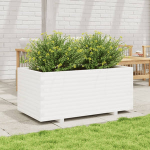 vidaXL Garden Planter White 110x60x49.5 cm Solid Wood Pine