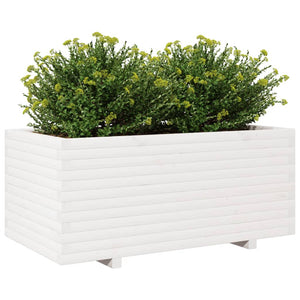 vidaXL Garden Planter White 110x60x49.5 cm Solid Wood Pine