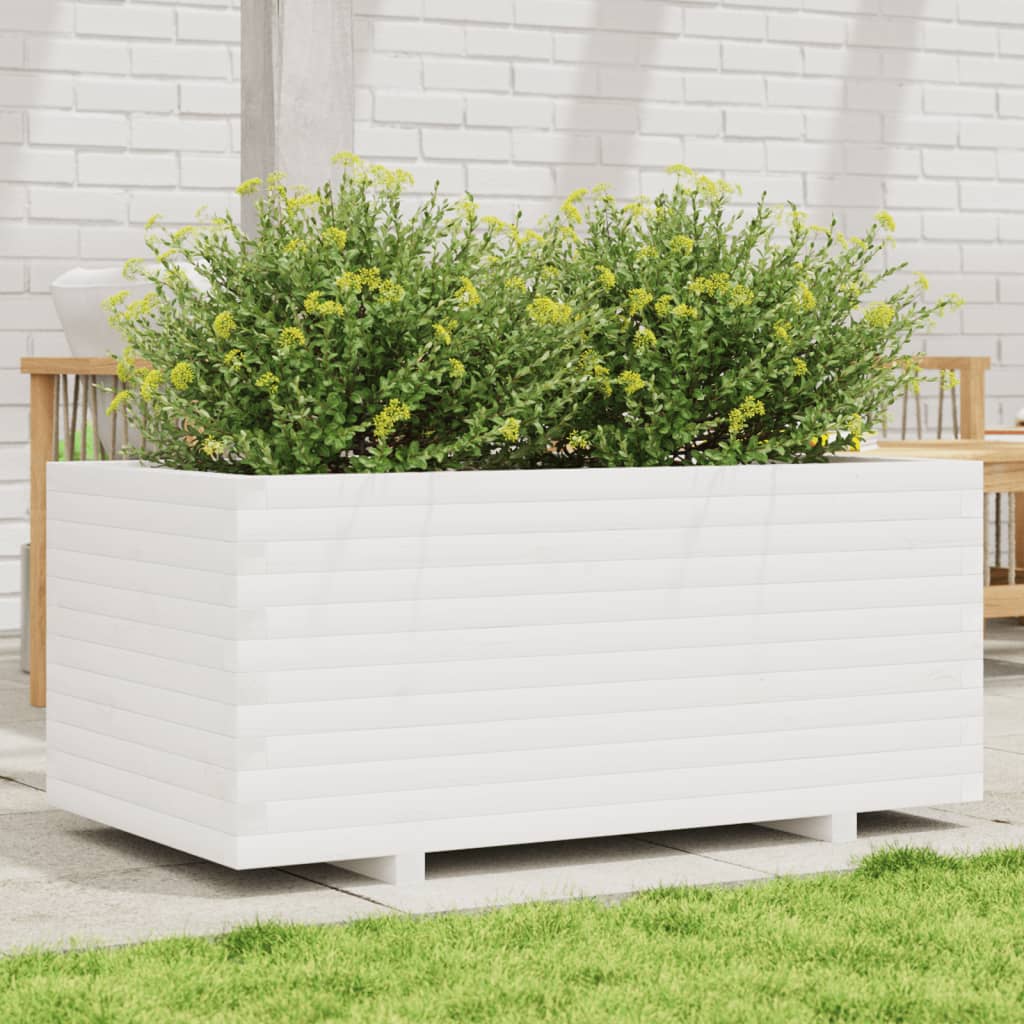 vidaXL Garden Planter White 110x60x49.5 cm Solid Wood Pine