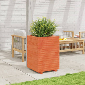 vidaXL Garden Planter Wax Brown 50x50x72.5 cm Solid Wood Pine