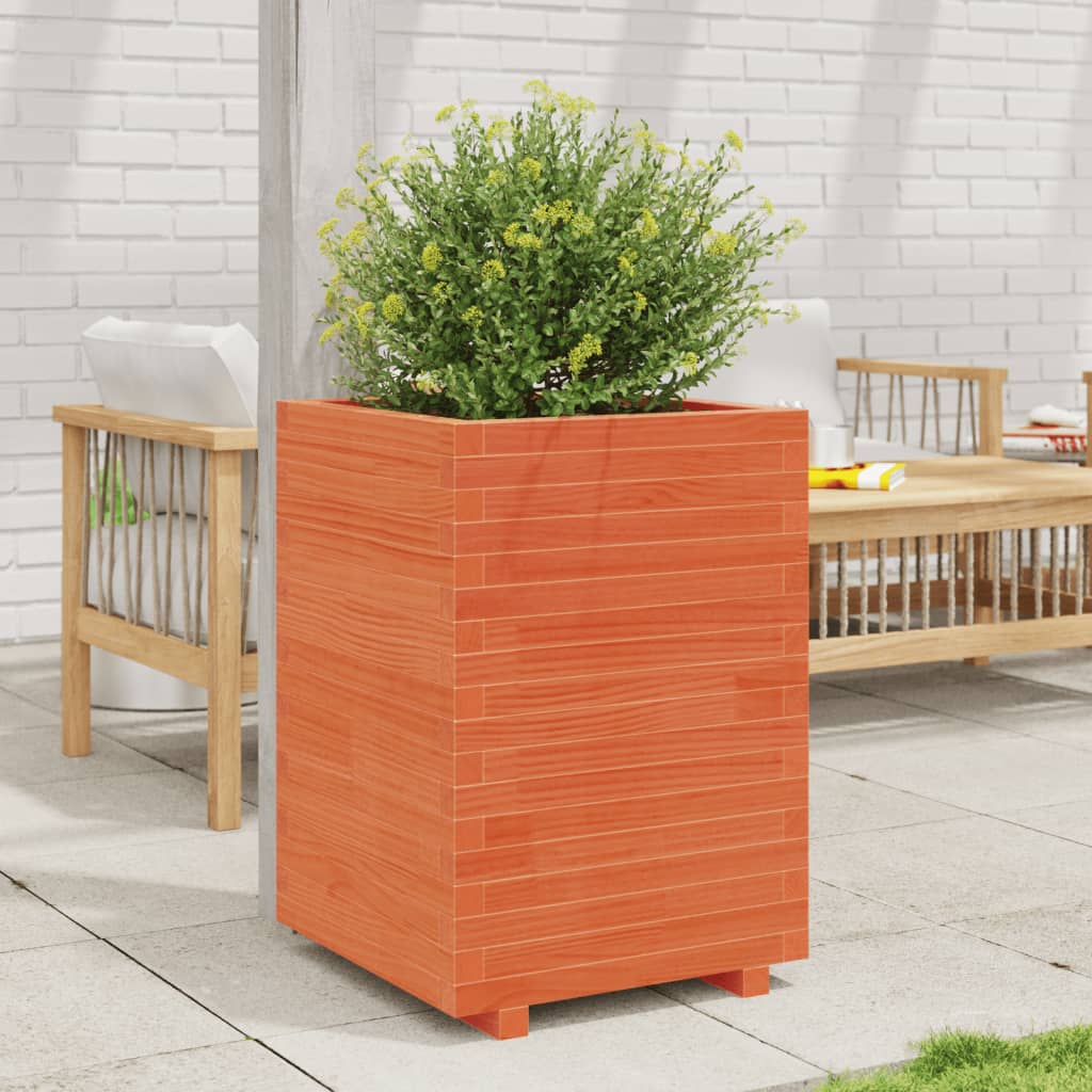 vidaXL Garden Planter Wax Brown 50x50x72.5 cm Solid Wood Pine