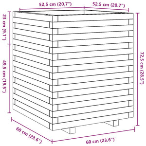 vidaXL Garden Planter 60x60x72.5 cm Solid Wood Pine