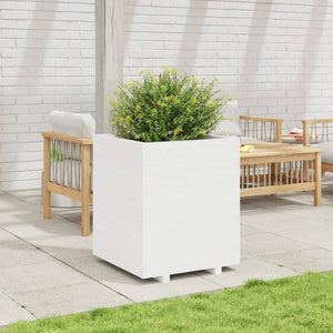 vidaXL Garden Planter White 60x60x72.5 cm Solid Wood Pine