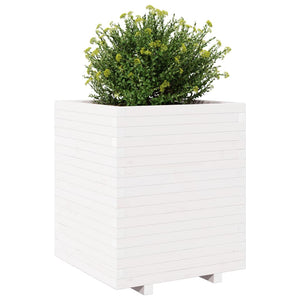 vidaXL Garden Planter White 60x60x72.5 cm Solid Wood Pine