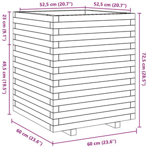 vidaXL Garden Planter White 60x60x72.5 cm Solid Wood Pine