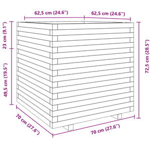 vidaXL Garden Planter White 70x70x72.5 cm Solid Wood Pine