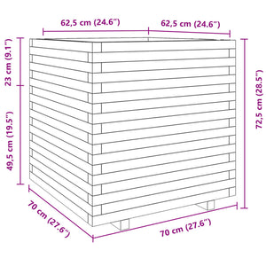 vidaXL Garden Planter Wax Brown 70x70x72.5 cm Solid Wood Pine