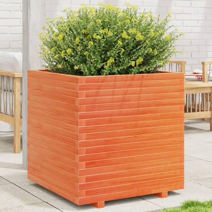 vidaXL Garden Planter Wax Brown 70x70x72.5 cm Solid Wood Pine