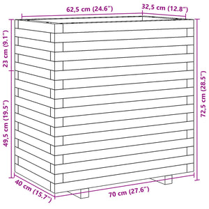 vidaXL Garden Planter Wax Brown 70x40x72.5 cm Solid Wood Pine