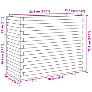 vidaXL Garden Planter White 90x40x72.5 cm Solid Wood Pine