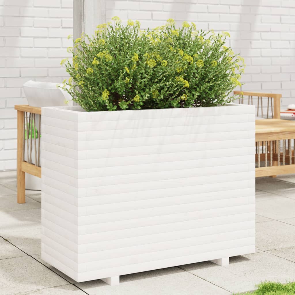 vidaXL Garden Planter White 90x40x72.5 cm Solid Wood Pine