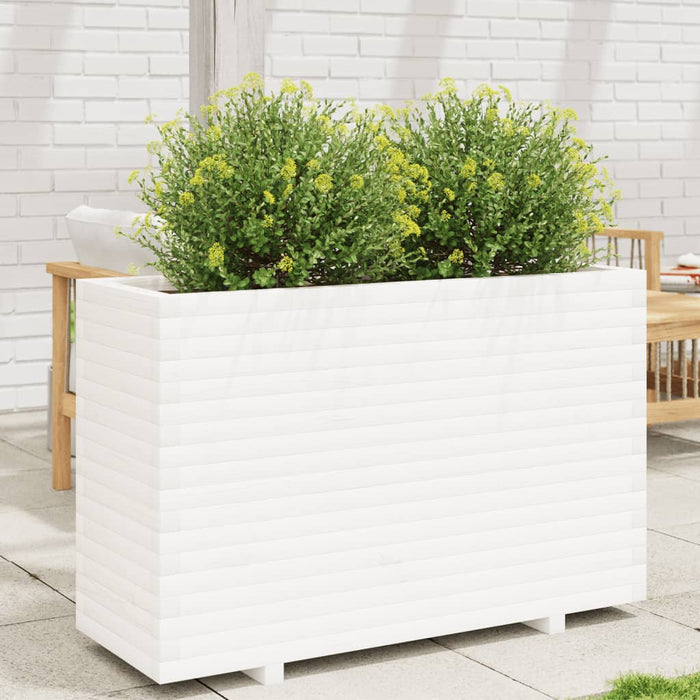 vidaXL Garden Planter White 110x40x72.5 cm Solid Wood Pine