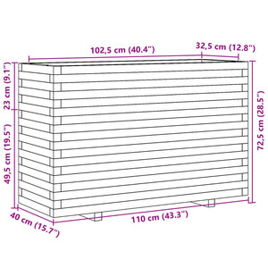 vidaXL Garden Planter Wax Brown 110x40x72.5 cm Solid Wood Pine