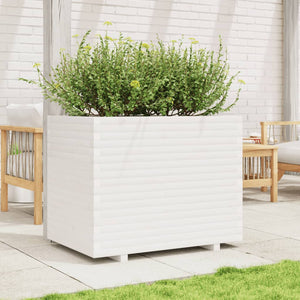 vidaXL Garden Planter White 90x60x72.5 cm Solid Wood Pine