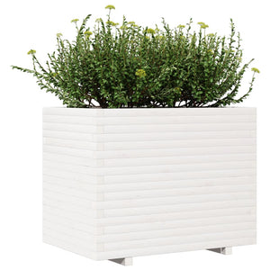 vidaXL Garden Planter White 90x60x72.5 cm Solid Wood Pine