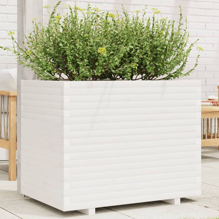 vidaXL Garden Planter White 90x60x72.5 cm Solid Wood Pine